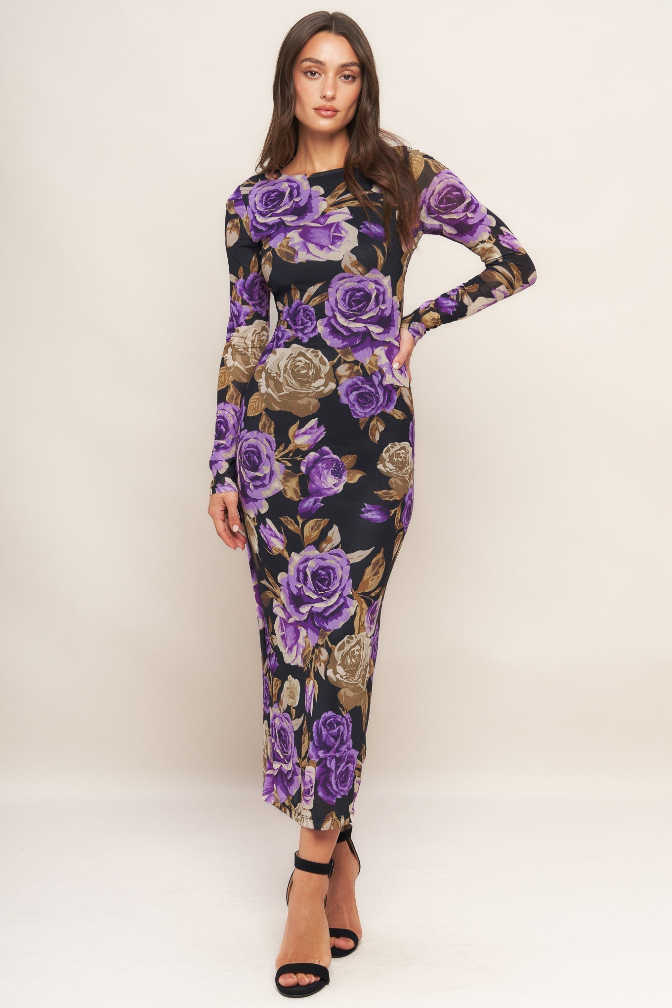VIOLET EMBRACE POWER MESH MIDI DRESS Flying Tomato